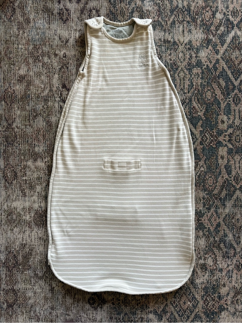 Woolino Merino Wool and Organic Cotton Tan and White Sleep Sack 2-24 months